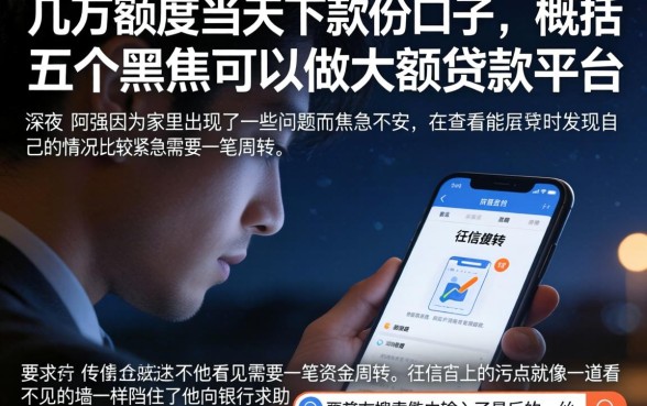 几万额度当天下款的口子，概括五个黑户可以做大额贷款平台