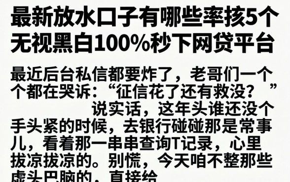 最新放水的口子有哪些，枚举5个无视黑白100%秒下网贷平台