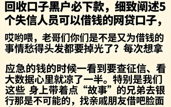 回收口子黑户必下款，细致阐述5个失信人员可以借钱的网贷口子