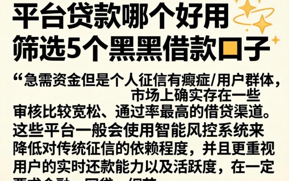 平台贷款哪个好用,筛选5个黑户借款口子