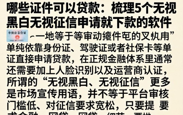 哪些证件可以贷款，梳理5个无视黑白无视征信申请就下款的软件