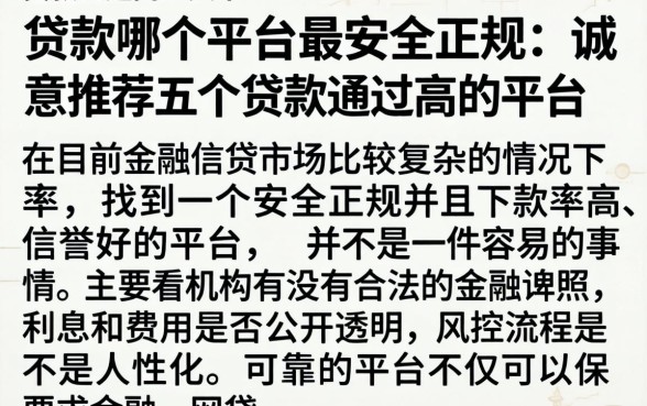 贷款哪个平台最安全正规，诚意推荐五个贷款通过高的平台