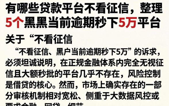有哪些贷款平台不看征信，整理5个黑户当前逾期秒下5万平台
