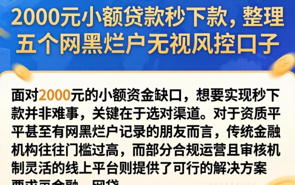 2000元小额贷款秒下款，整理五个网黑烂户无视风控口子