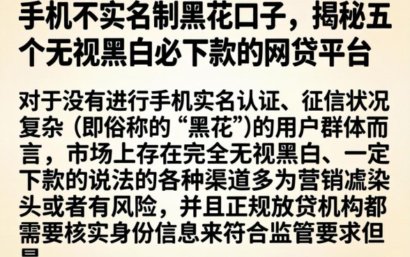 手机不实名制的黑花口子，揭秘五个无视黑白必下款的网贷平台