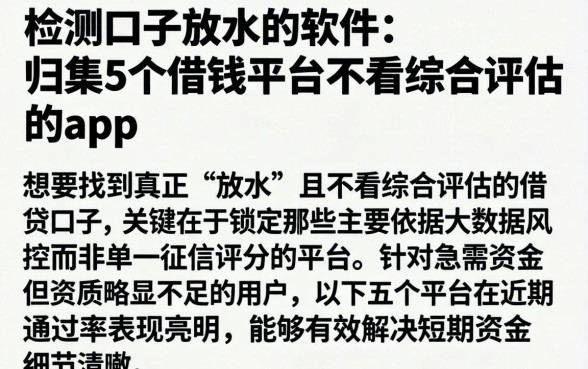检测口子放水的软件，归集5个借钱平台不看综合评估的app