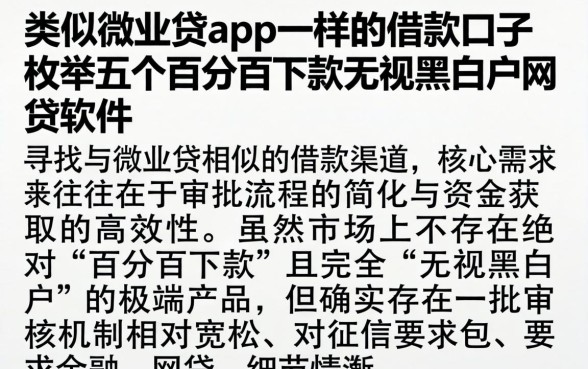 类似微业贷app一样的借款口子,枚举五个百分百下款无视黑白户网贷软件