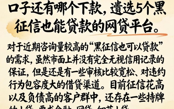 口子还有哪个下款，遴选5个黑征信也能贷款的网贷平台