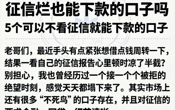 征信烂也能下款的口子吗，详尽说明5个可以不看征信就能下款的口子