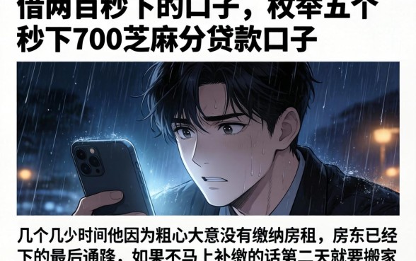 借两百秒下的口子，枚举五个秒下700芝麻分贷款口子