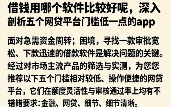借钱用哪个软件比较好呢，深入剖析五个网贷平台门槛低一点的app