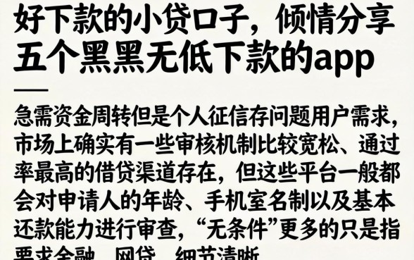 好下款的小贷口子，倾情分享五个黑户无条件下款的app
