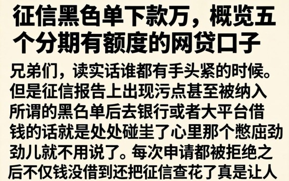 征信黑名单下款万，概览五个分期有额度的网贷口子