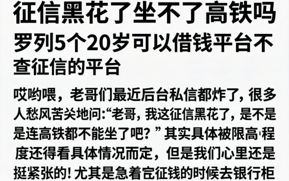征信黑花了坐不了高铁吗，罗列5个20岁可以借钱平台不查征信的平台