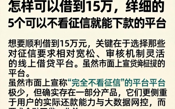 怎样可以借到15万，详尽说明5个可以不看征信就能下款的平台