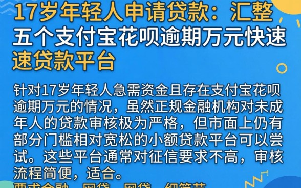 17岁年轻人申请贷款，汇整五个支付宝花呗逾期万元快速贷款平台
