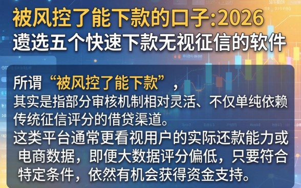 被风控了能下款的口子2026，遴选五个快速下款无视征信的软件