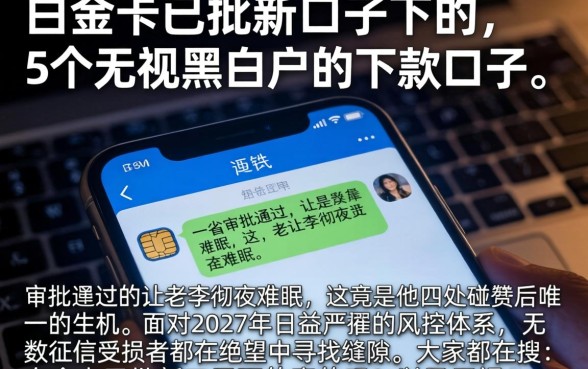 白金卡已批新口子下的，详细阐述5个无视黑白户的下款口子