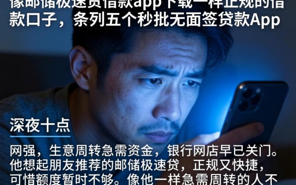像邮储极速贷借款app下载一样正规的借款口子，条列五个秒批无面签贷款app