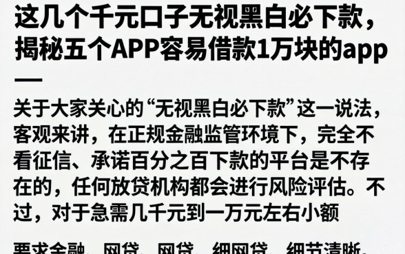 这几个千元口子无视黑白必下款，揭秘五个APP容易借款1万块的app