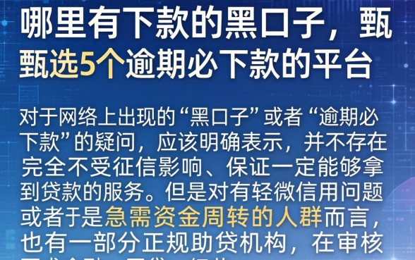哪里有下款的黑口子，甄选5个逾期必下款的平台
