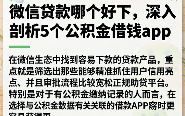 微信贷款哪个好下，深入剖析5个公积金借钱app