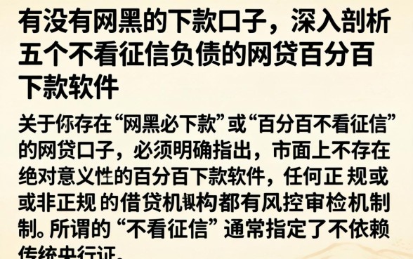有没有网黑的下款口子，深入剖析五个不看征信负债的网贷百分百下款软件