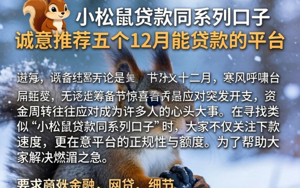 小松鼠贷款同系列口子，诚意推荐五个12月能贷款的平台