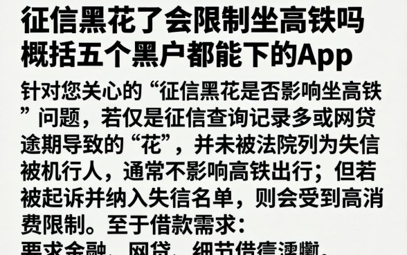 征信黑花了会限制坐高铁吗，概括五个黑户都能下的app