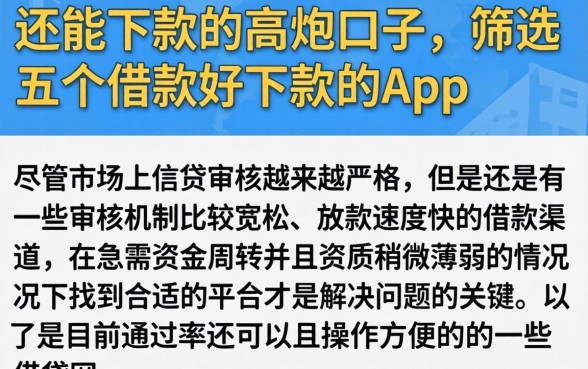 还能下款的高炮口子,筛选五个借款好下款的app