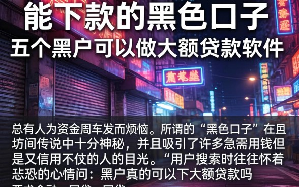 能下款的黑色口子，详细阐述五个黑户可以做大额贷款软件