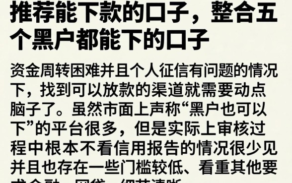 推荐能下款的口子，整合五个黑户都能下的口子