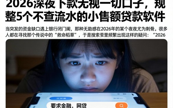 2026深夜下款无视一切口子，规整5个不查流水的小额度贷款软件