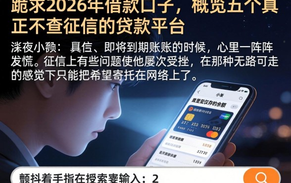 跪求2026年借款口子，概览五个真正不查征信的贷款平台