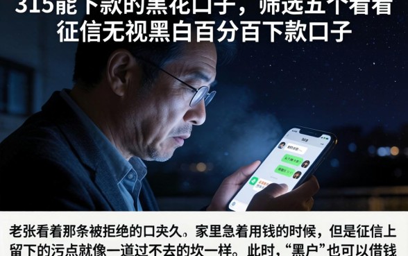 315能下款的黑花口子，筛选五个不看征信无视黑白百分百下款口子