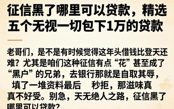 征信黑了哪里可以贷款，精选五个无视一切包下1万的贷款