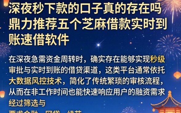 深夜秒下款的口子真的存在吗，鼎力推荐五个芝麻借款实时到账速借软件