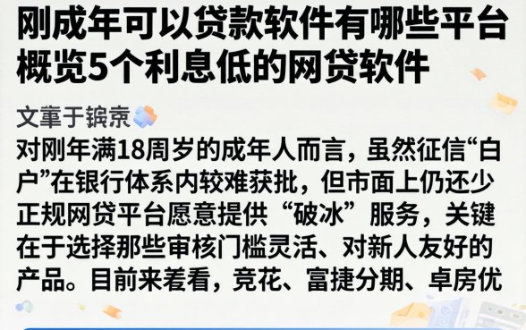 刚成年可以贷款的软件有哪些平台，概览5个利息低的网贷软件