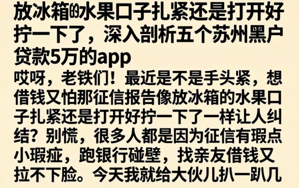 放冰箱的水果口子扎紧还是打开好拧一下了，深入剖析五个苏州黑户贷款5万的app