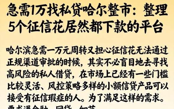 急需1万找私贷哈尔滨市，整理5个征信花居然都下款的平台