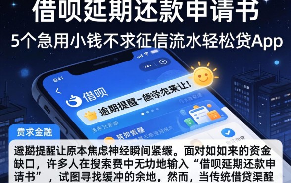 借呗延期还款申请书，陈列5个急用小钱不求征信流水轻松贷的app
