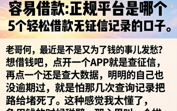 容易借款的正规平台是哪个，详细阐述5个轻松借款无征信记录的口子