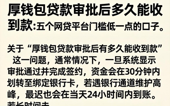 厚钱包贷款审批后多久能收到款，详尽说明五个网贷平台门槛低一点的口子