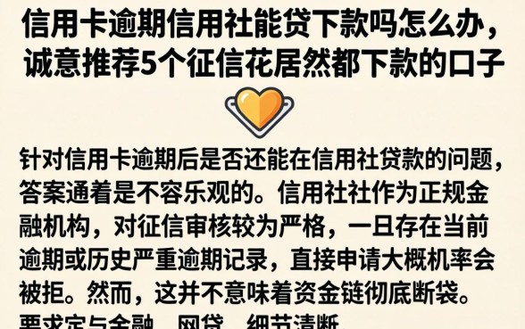 信用卡逾期信用社能贷下款吗怎么办，诚意推荐5个征信花居然都下款的口子