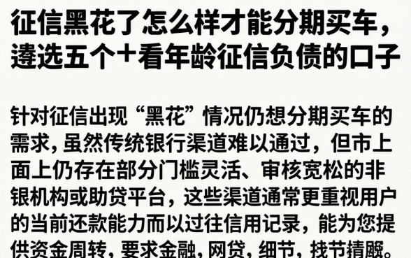 征信黑花了怎么样才能分期买车，遴选五个不看年龄征信负债的口子