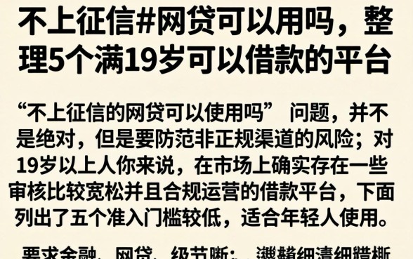 不上征信的网贷可以用吗，整理5个满19岁可以借款的平台