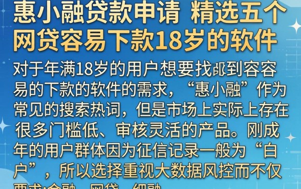 惠小融贷款申请,精选五个网贷容易下款18岁的软件