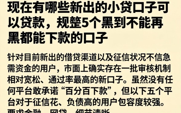 现在有哪些新出的小贷口子可以贷款，规整5个黑到不能再黑都能下款的口子