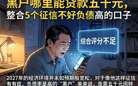 黑户哪里能贷款五千元,整合5个征信不好负债高的口子