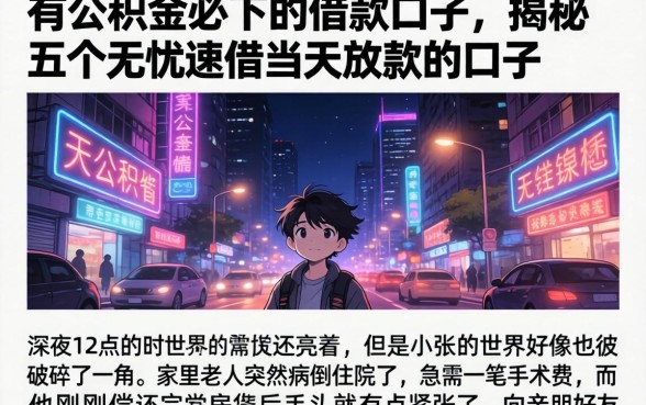 有公积金必下的借款口子，揭秘五个无忧速借当天放款的口子